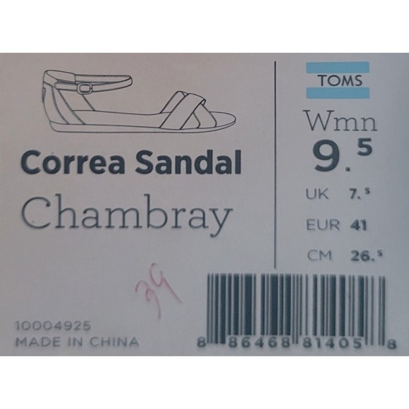 Womens Toms Correa Sandal Chambray Denim And Stripes Size 9.5 - Picture 6 of 6